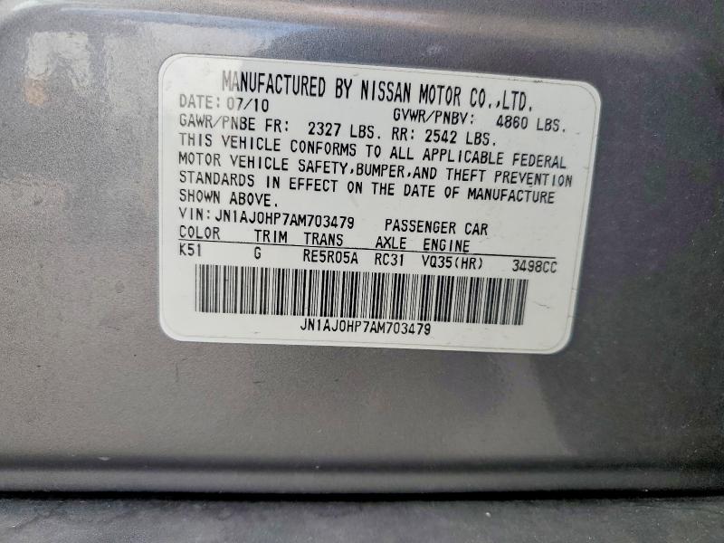 Aukcja sprzedaży 2010 Infiniti Ex35, vin: JN1AJ0HP7AM703479, numer aukcji: 46203016