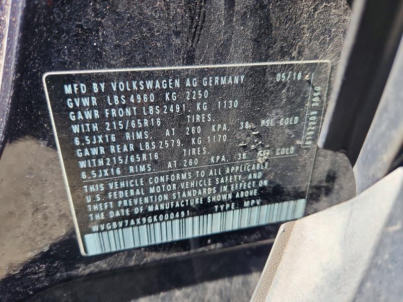 2016 Volkswagen Tiguan მანქანა იყიდება აუქციონზე, vin: WVGBV7AX9GK000491, აუქციონის ნომერი: 46517146