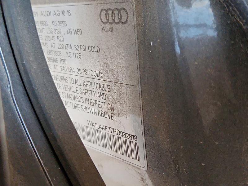 2017 Audi Q7 მანქანა იყიდება აუქციონზე, vin: WA1LAAF77HD032818, აუქციონის ნომერი: 45659306
