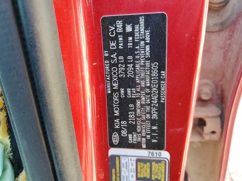 Aukcja sprzedaży 2019 Kia Forte, vin: 3KPF24AD2KE018605, numer aukcji: 47369986