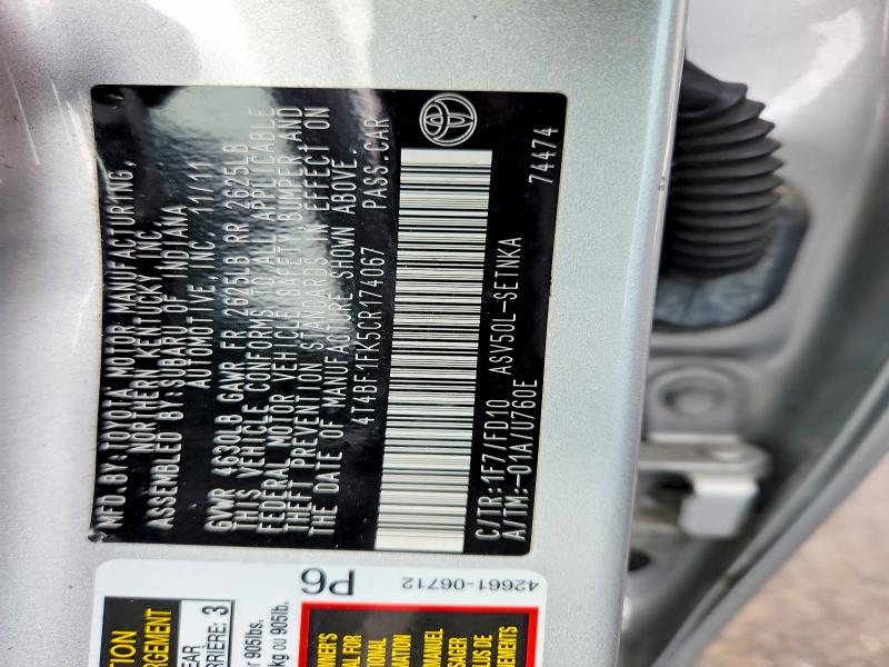 Aukcja sprzedaży 2012 Toyota Camry, vin: 4T4BF1FK5CR174067, numer aukcji: 48324196