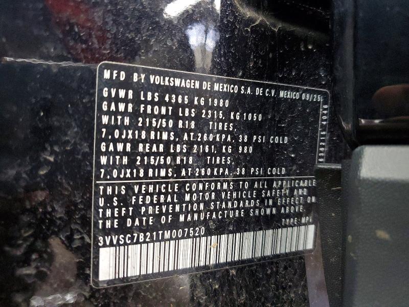 2026 Volkswagen Taos მანქანა იყიდება აუქციონზე, vin: 3VVSC7B21TM007520, აუქციონის ნომერი: 47428356