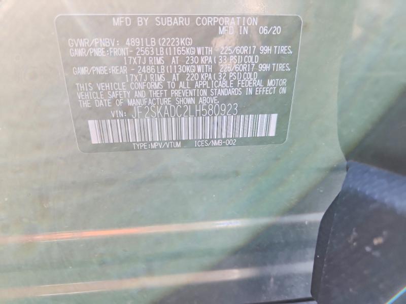 46672786 :رقم المزاد ، JF2SKADC2LH580923 vin ، 2020 Subaru Forester مزاد بيع