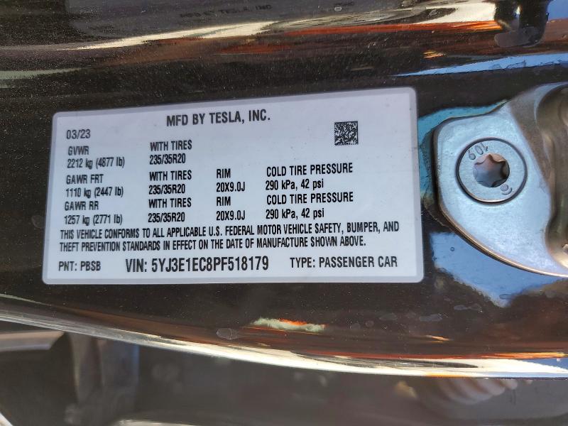 Продажа на аукционе авто 2023 Tesla Model 3, vin: 5YJ3E1EC8PF518179, номер лота: 45884026