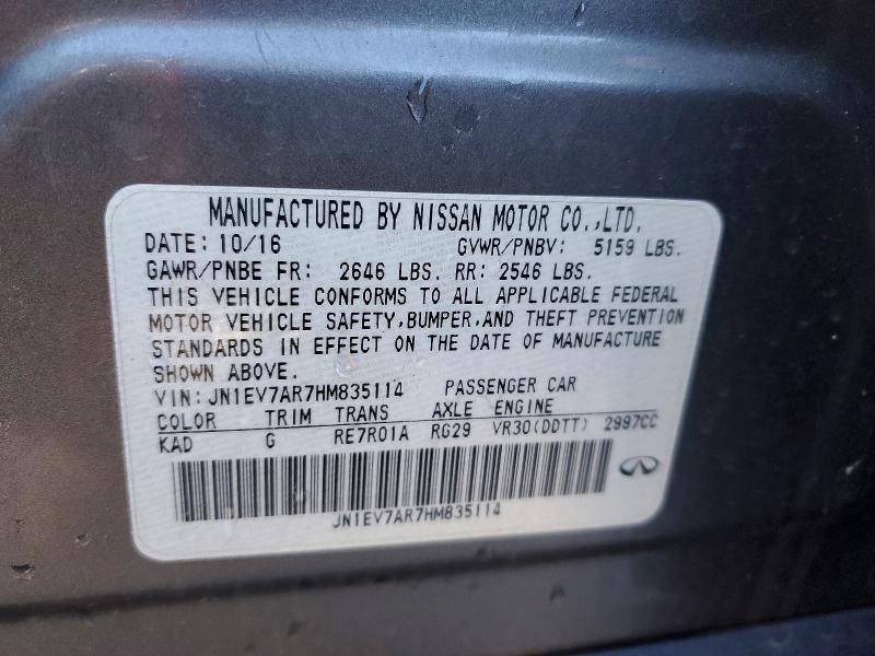 Продажа на аукционе авто 2017 Infiniti Q50, vin: JN1EV7AR7HM835114, номер лота: 46375636