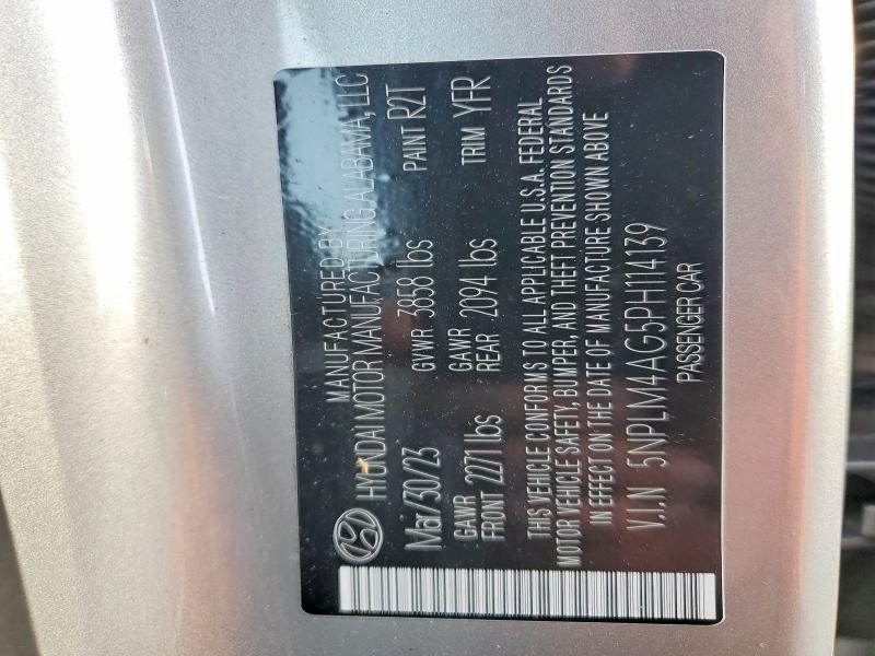 78522925 :رقم المزاد ، 5NPLM4AG5PH114139 vin ، 2023 Hyundai Elantra مزاد بيع