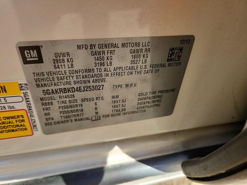 Продаж на аукціоні авто 2014 Buick Enclave, vin: 5GAKRBKD4EJ253027, номер лоту: 46507916
