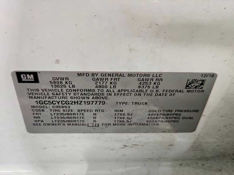 Aukcja sprzedaży 2017 Chevrolet Silverado, vin: 1GC5CYCG2HZ197779, numer aukcji: 41792226