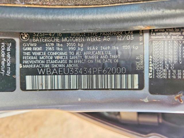 Продажа на аукционе авто 2004 Bmw 325, vin: WBAEU33434PF62000, номер лота: 46857816