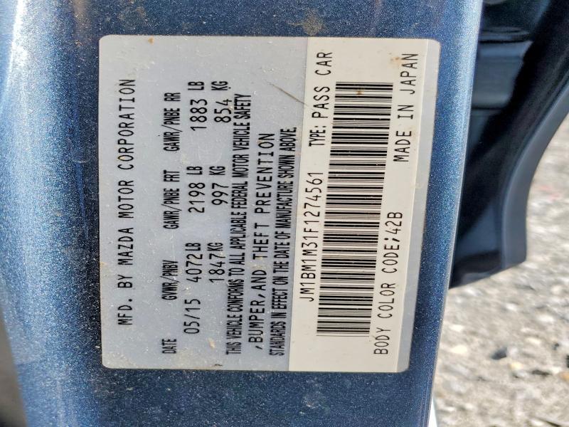 2015 Mazda 3 მანქანა იყიდება აუქციონზე, vin: JM1BM1M31F1274561, აუქციონის ნომერი: 46418316