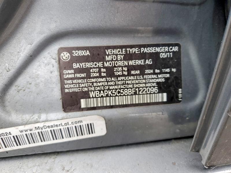 46166156 :رقم المزاد ، WBAPK5C58BF122096 vin ، 2011 Bmw 328 مزاد بيع