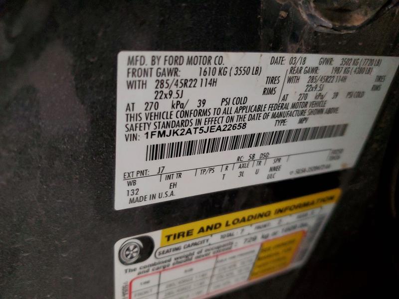 46745416 :رقم المزاد ، 1FMJK2AT5JEA22658 vin ، 2018 Ford Expedition مزاد بيع