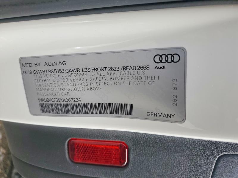 Aukcja sprzedaży 2019 Audi S5, vin: WAUB4CF59KA067224, numer aukcji: 46646836