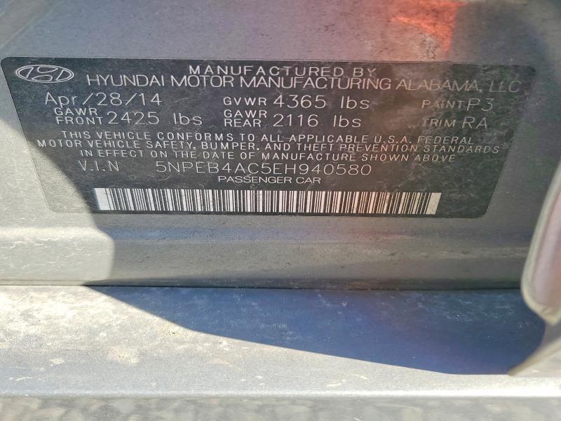 46995536 :رقم المزاد ، 5NPEB4AC5EH940580 vin ، 2014 Hyundai Sonata مزاد بيع