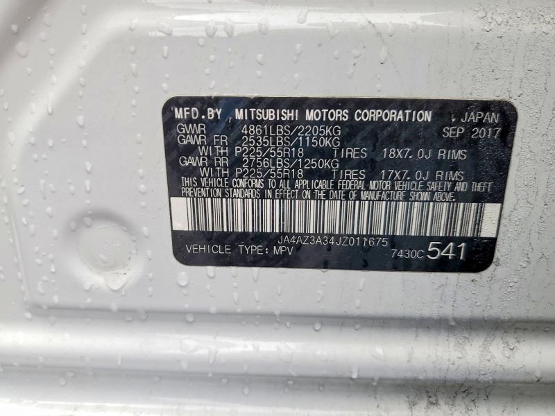 Продаж на аукціоні авто 2018 Mitsubishi Outlander, vin: JA4AZ3A34JZ011675, номер лоту: 46087356