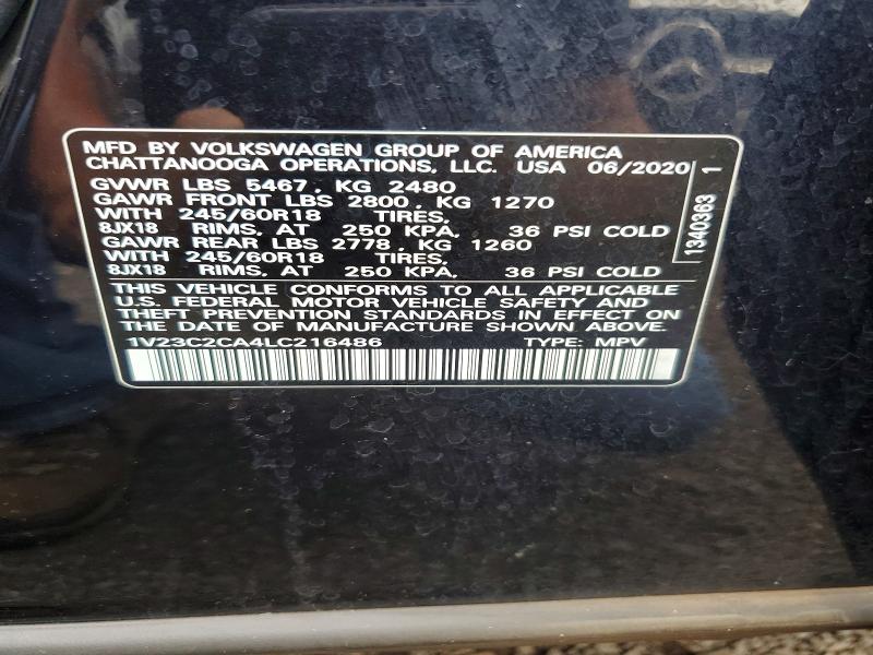 46054256 :رقم المزاد ، 1V23C2CA4LC216486 vin ، 2020 Volkswagen Atlas Cross Sport مزاد بيع