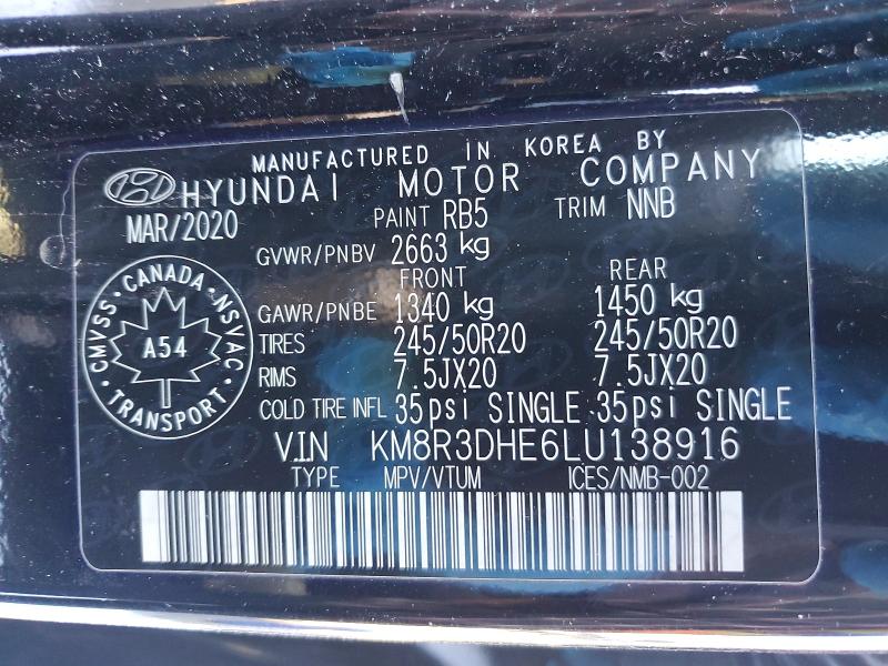 Aukcja sprzedaży 2020 Hyundai Palisade, vin: KM8R3DHE6LU138916, numer aukcji: 78335965