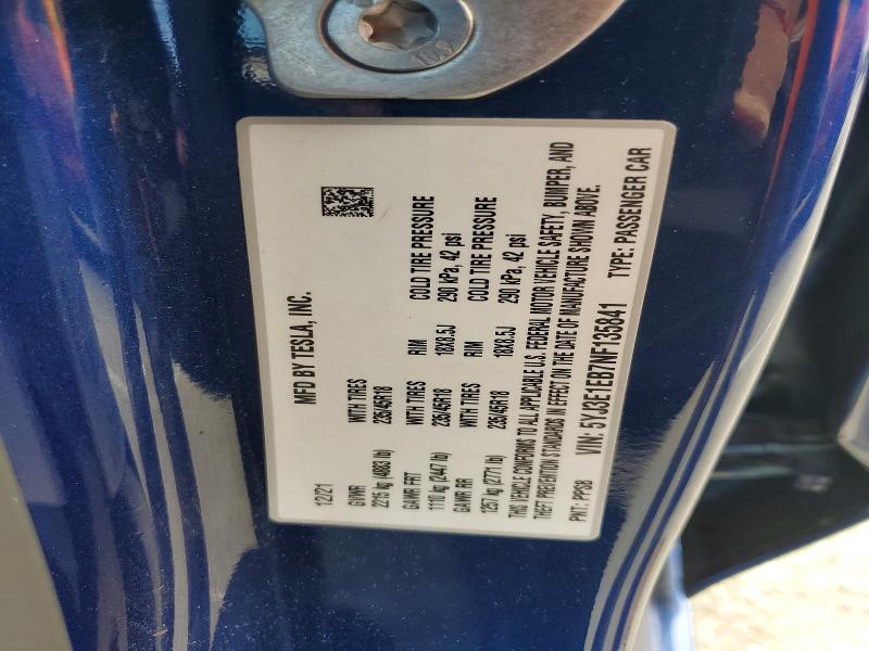 45804376 :رقم المزاد ، 5YJ3E1EB7NF135841 vin ، 2022 Tesla Model 3 مزاد بيع