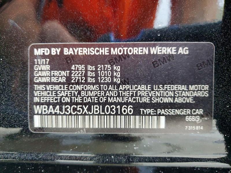 46038116 :رقم المزاد ، WBA4J3C5XJBL03166 vin ، 2018 Bmw 430xi مزاد بيع