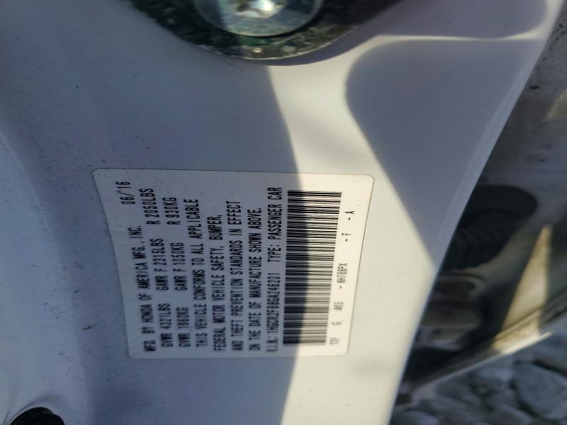 47405636 :رقم المزاد ، 1HGCR2F88GA246201 vin ، 2016 Honda Accord مزاد بيع