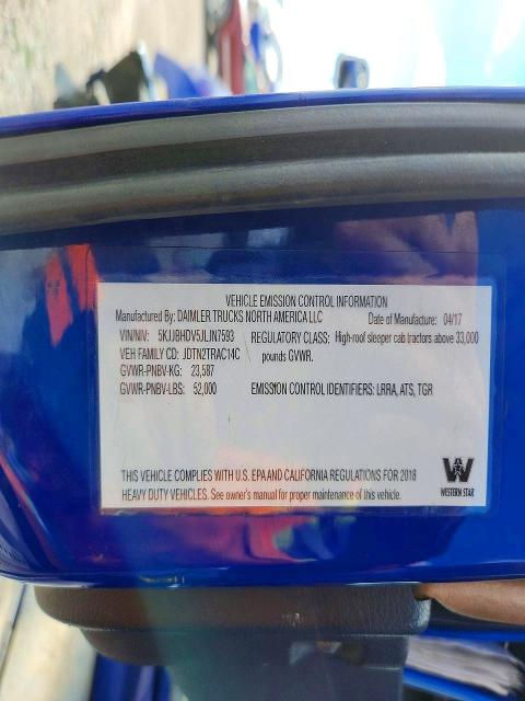 Продаж на аукціоні авто 2018 Westenstar 5700, vin: 5KJJBHDV5JLJN7593, номер лоту: 45587546