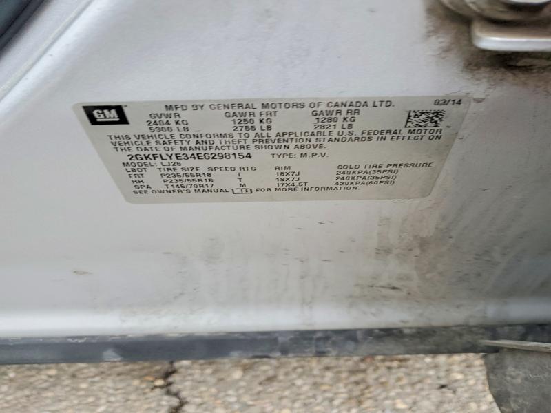 78221345 :رقم المزاد ، 2GKFLYE34E6298154 vin ، 2014 Gmc Terrain مزاد بيع