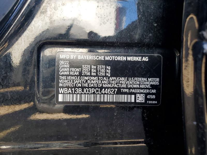 2023 Bmw 530 მანქანა იყიდება აუქციონზე, vin: WBA13BJ03PCL44627, აუქციონის ნომერი: 41591376