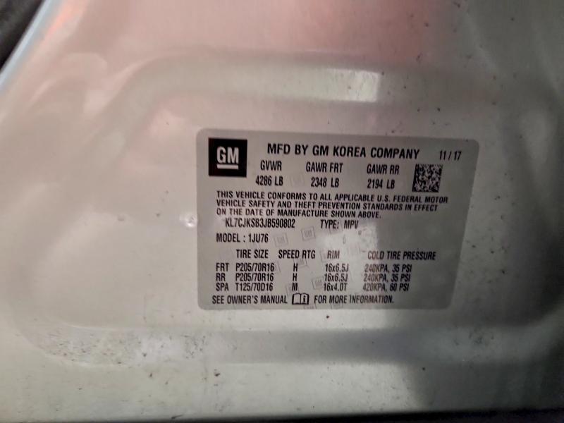 Aukcja sprzedaży 2018 Chevrolet Trax, vin: KL7CJKSB3JB590802, numer aukcji: 79612525