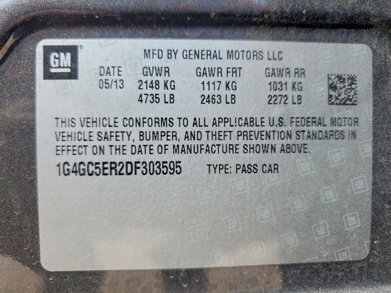 Продаж на аукціоні авто 2013 Buick Lacrosse, vin: 1G4GC5ER2DF303595, номер лоту: 47434786