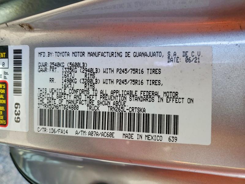 Aukcja sprzedaży 2021 Toyota Tacoma, vin: 3TYRX5GN6MT024800, numer aukcji: 46983376