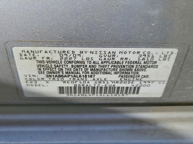 Продажа на аукционе авто 2010 Nissan Sentra, vin: 3N1AB6AP1AL618187, номер лота: 79592715