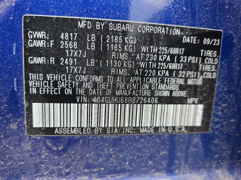 Продаж на аукціоні авто 2024 Subaru Crosstrek, vin: 4S4GUHU68R3726406, номер лоту: 48105446