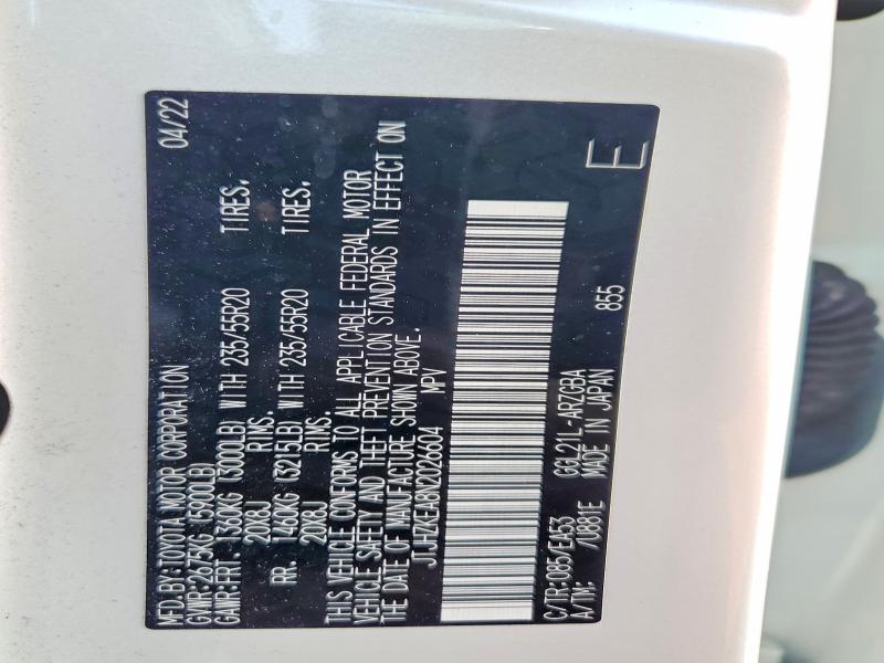 79421765 :رقم المزاد ، JTJHZKEA8N2026604 vin ، 2022 Lexus Rx 350l مزاد بيع