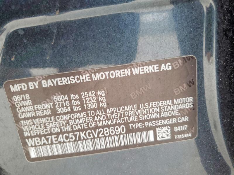 Продажа на аукционе авто 2019 Bmw 740, vin: WBA7E4C57KGV28690, номер лота: 46229676