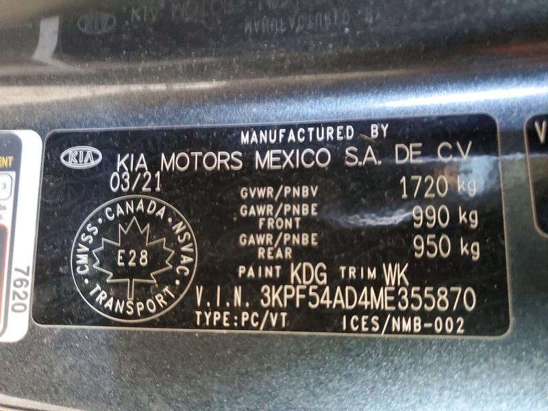47586506 :رقم المزاد ، 3KPF54AD4ME355870 vin ، 2021 Kia Forte مزاد بيع