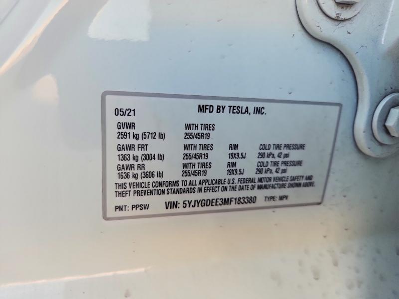 Продаж на аукціоні авто 2021 Tesla Model Y, vin: 5YJYGDEE3MF183380, номер лоту: 47150696
