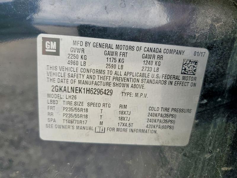 Aukcja sprzedaży 2017 Gmc Terrain, vin: 2GKALNEK1H6296429, numer aukcji: 79798105
