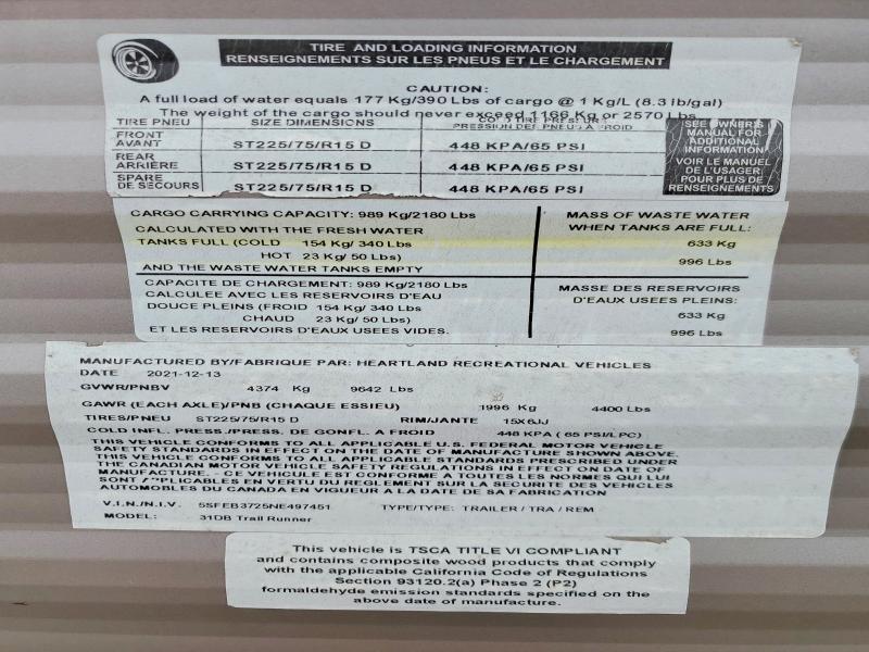 Продажа на аукционе авто 2022 Heartland Rv Trail Runner, vin: 5SFEB3725NE497451, номер лота: 47335386