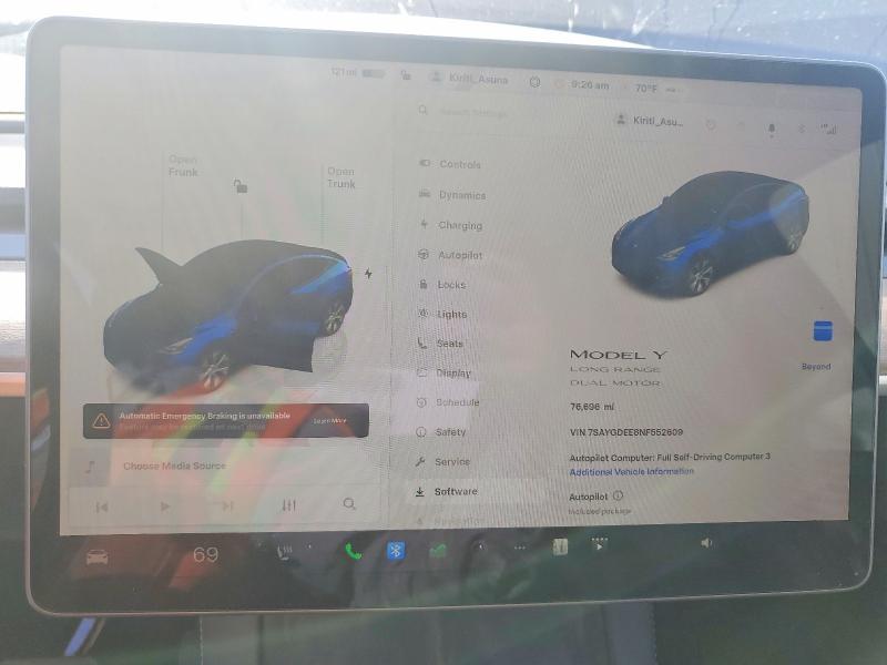 Продажа на аукционе авто 2022 Tesla Model Y, vin: 7SAYGDEE8NF552609, номер лота: 47831956