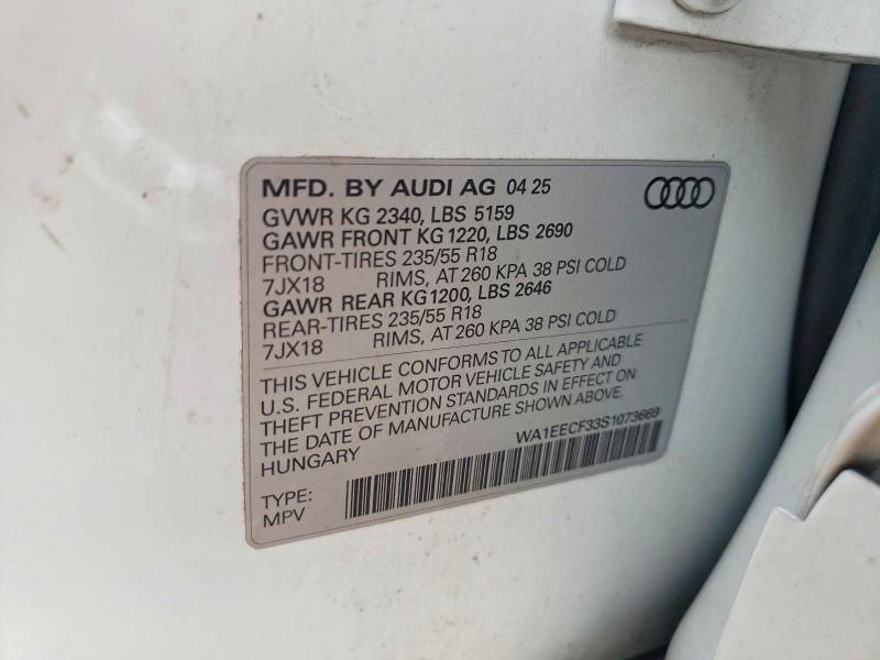 Продаж на аукціоні авто 2025 Audi Q3, vin: WA1EECF33S1073669, номер лоту: 47940856