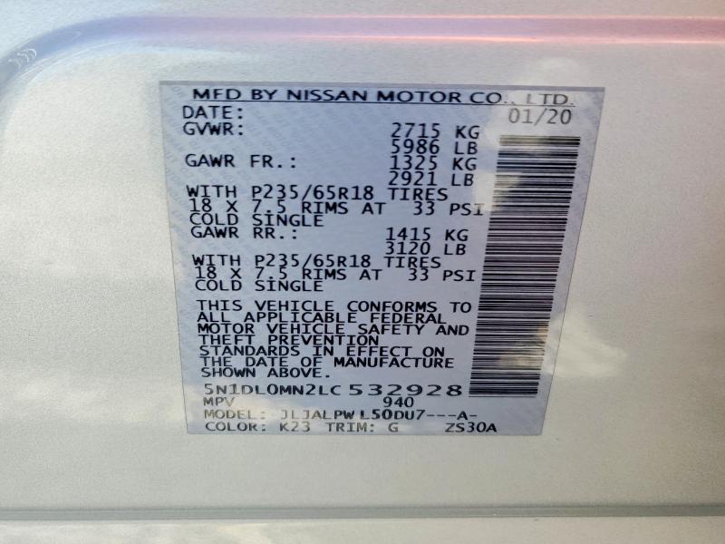 Продажа на аукционе авто 2020 Infiniti Qx60, vin: 5N1DL0MN2LC532928, номер лота: 46501716