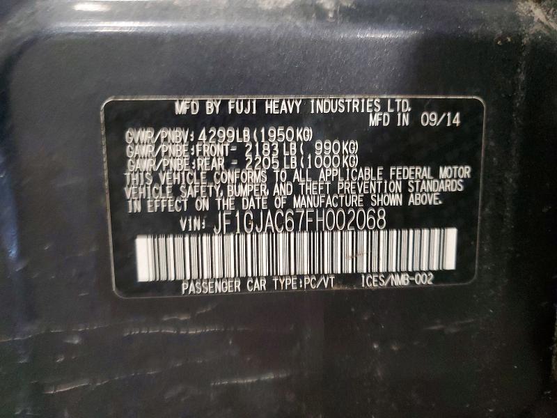 Продажа на аукционе авто 2015 Subaru Impreza, vin: JF1GJAC67FH002068, номер лота: 46026496