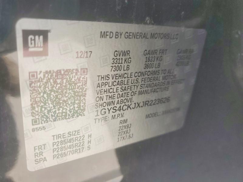 47036596 :رقم المزاد ، 1GYS4CKJXJR223626 vin ، 2018 Cadillac Escalade مزاد بيع