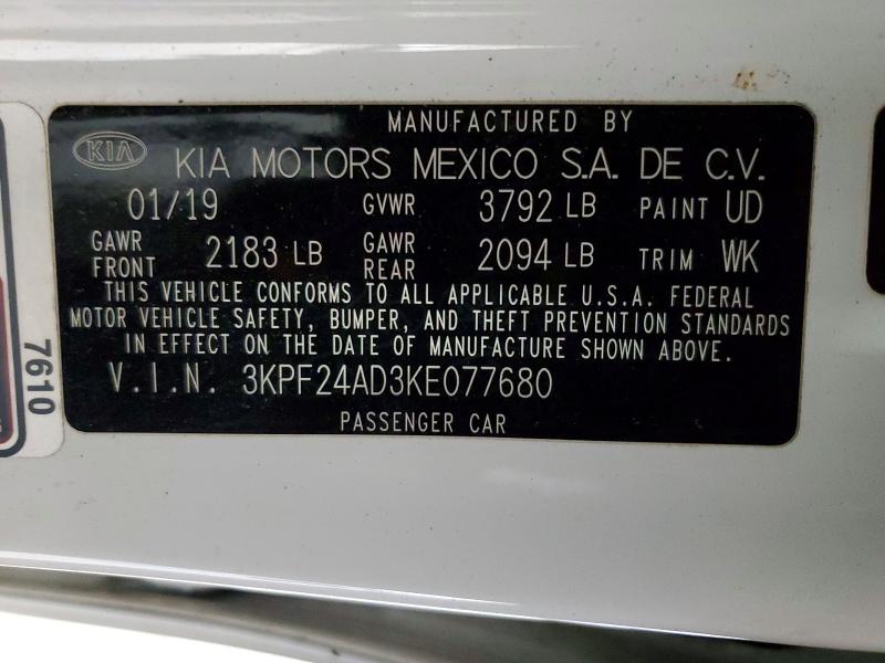 Aukcja sprzedaży 2019 Kia Forte, vin: 3KPF24AD3KE077680, numer aukcji: 46942666