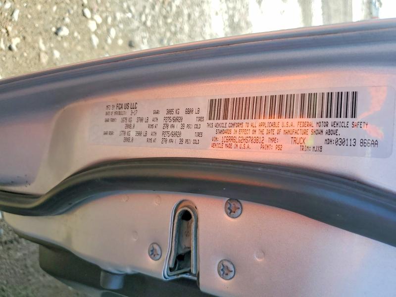 42009116 :رقم المزاد ، 1C6RR6LG2HS703812 vin ، 2017 Ram 1500 مزاد بيع