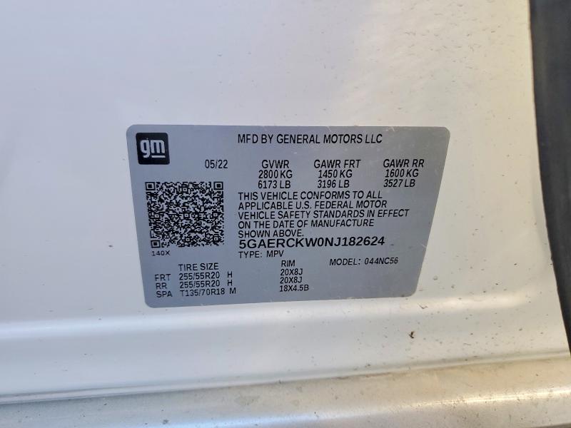 Aukcja sprzedaży 2022 Buick Enclave, vin: 5GAERCKW0NJ182624, numer aukcji: 45764106
