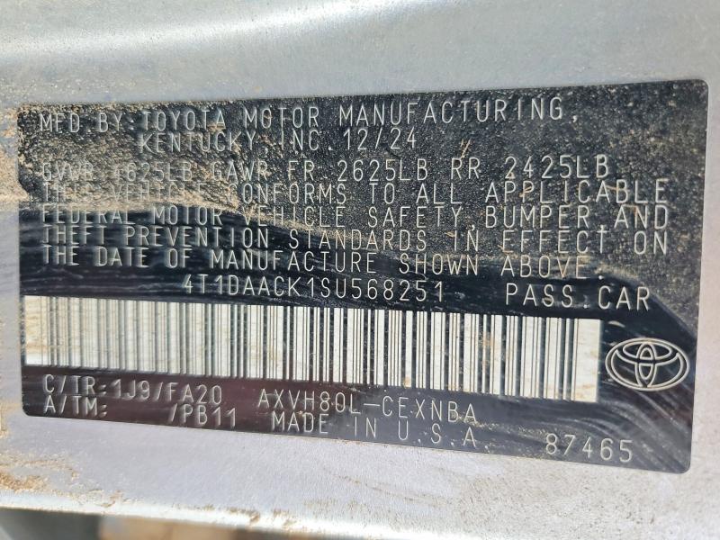 Aukcja sprzedaży 2025 Toyota Camry, vin: 4T1DAACK1SU568251, numer aukcji: 47549666