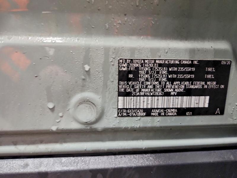 2020 Toyota Rav4 მანქანა იყიდება აუქციონზე, vin: 2T3A1RFV4LW139363, აუქციონის ნომერი: 78409425