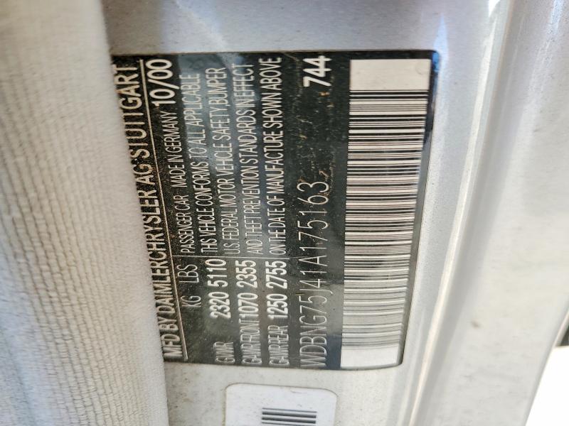 41809396 :رقم المزاد ، WDBNG75J41A175163 vin ، 2001 Mercedes-benz S مزاد بيع