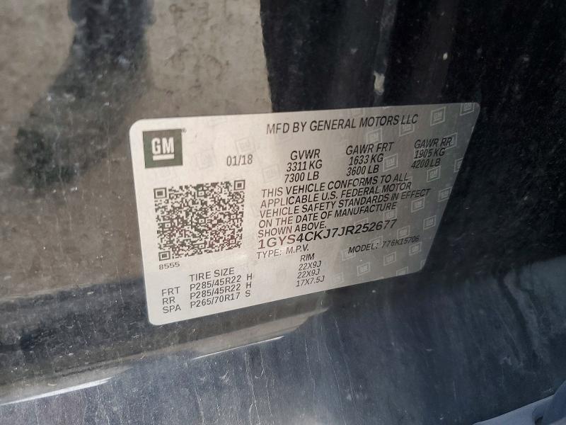 2018 Cadillac Escalade მანქანა იყიდება აუქციონზე, vin: 1GYS4CKJ7JR252677, აუქციონის ნომერი: 47454806